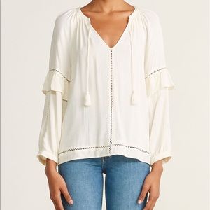 1.STATE Antique White Split Neck Blouson Top